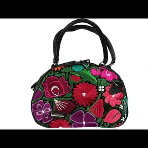 Embroidered leather bag